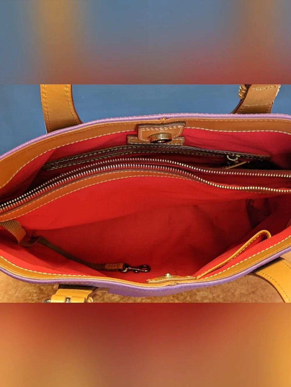 Dooney & Bourke Leather Tote Bag - Purple - Used